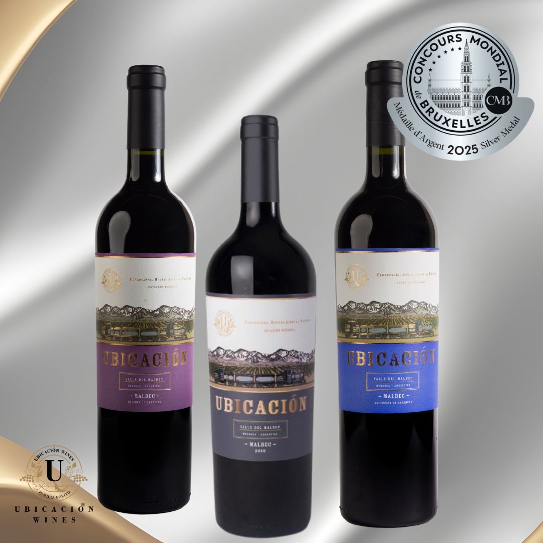 Paquete de 3 vinos tintos premiados por el Consejo Mundial de Bruselas 2025 / Malbec 2020 de Ubicacion Wines